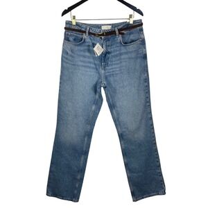 ZARA 90's Straight High Rise Jeans Light Wash Blue‎ Women's Size 12 / EUR 44 NWT